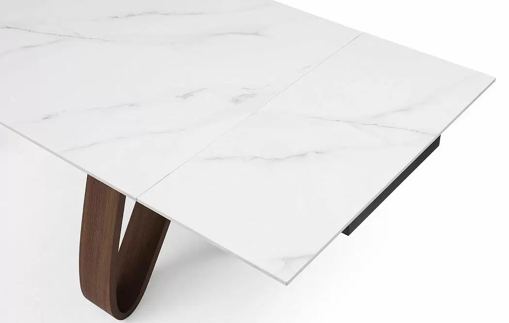 Стол раскладной Lido 200-300, белая керамика/орех - фото 9