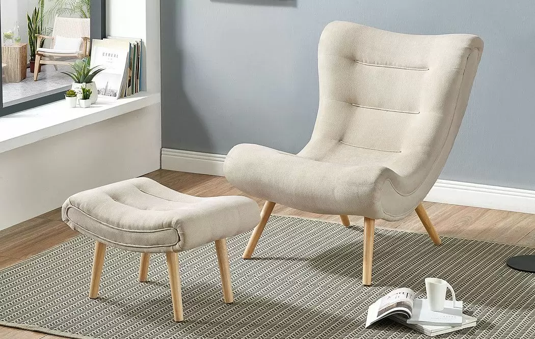 Кресло и оттоманка Dolce Vita, кремовый/натуральный