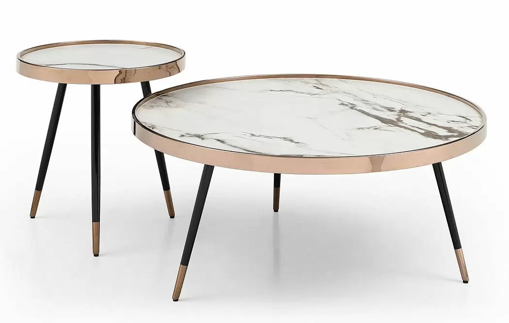 Стол журнальный Carla (46), белая керамика/розовое золото - фото 4