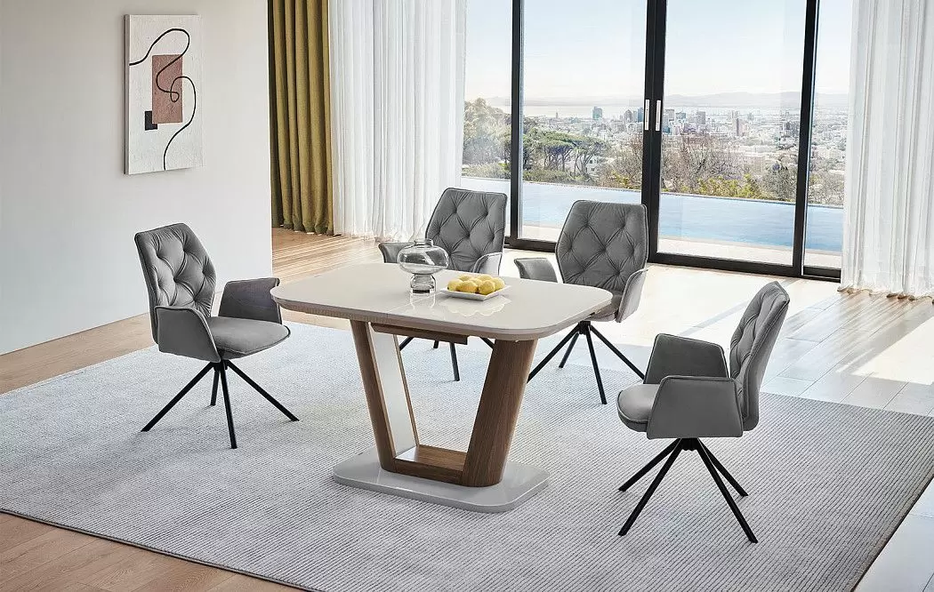 Стол раскладной Ester 160-200, бежевый/коричневый - фото 3