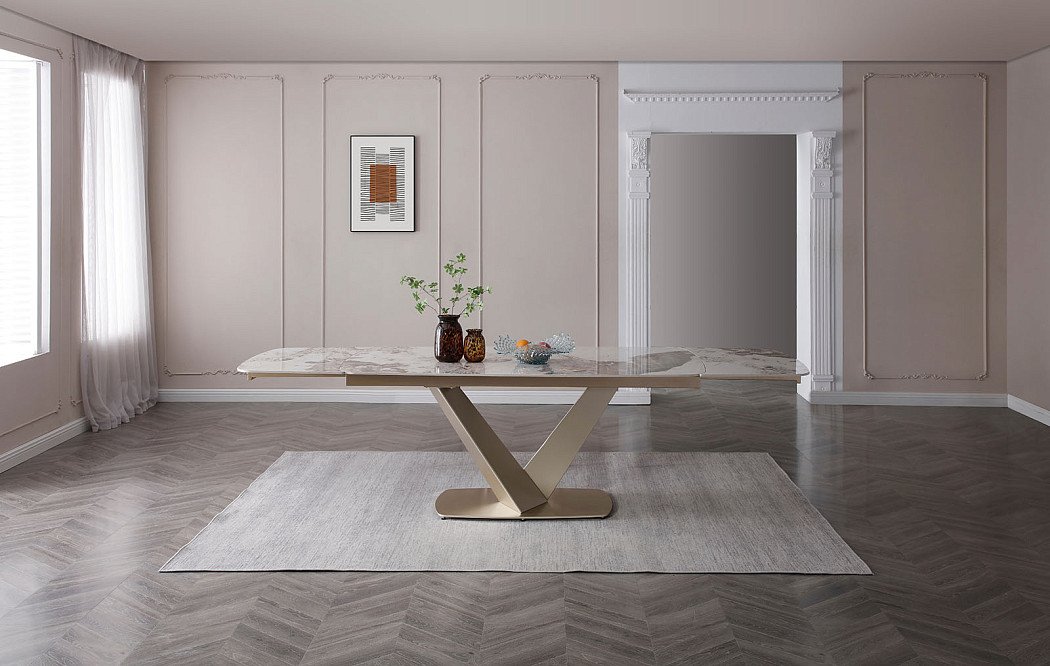 Стол раскладной Victoria 140-200, светлая керамика/шампань - фото 9