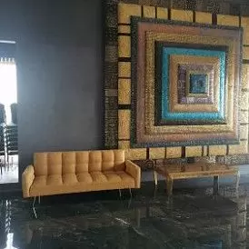 Диван-кровать Madrid, желтый/золотые ножки