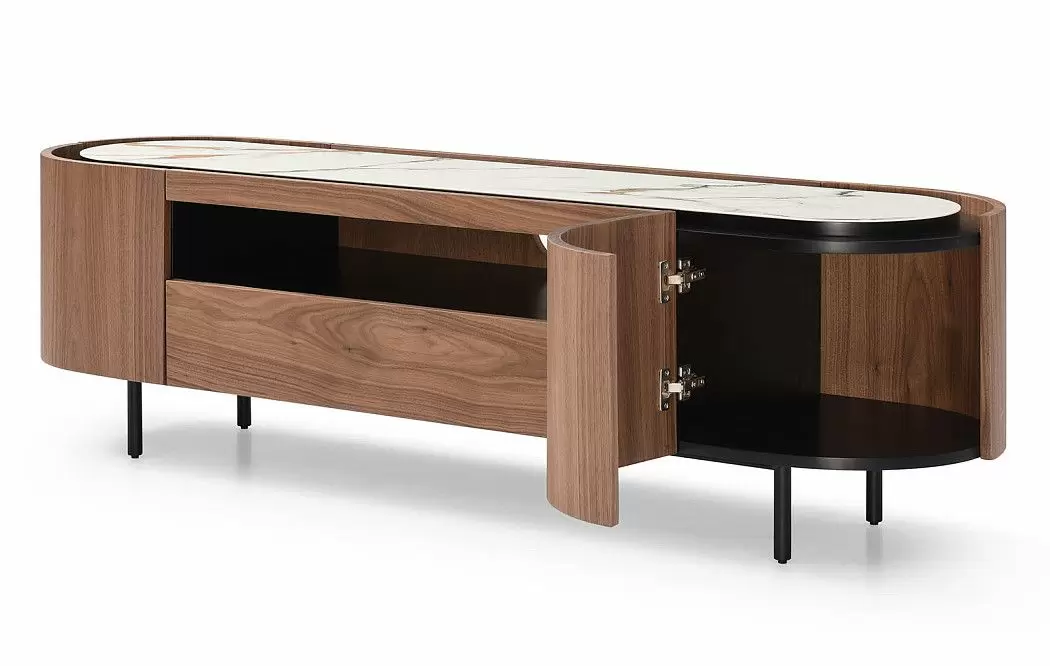 ТВ Тумба Angelica, белая керамика/орех - фото 6