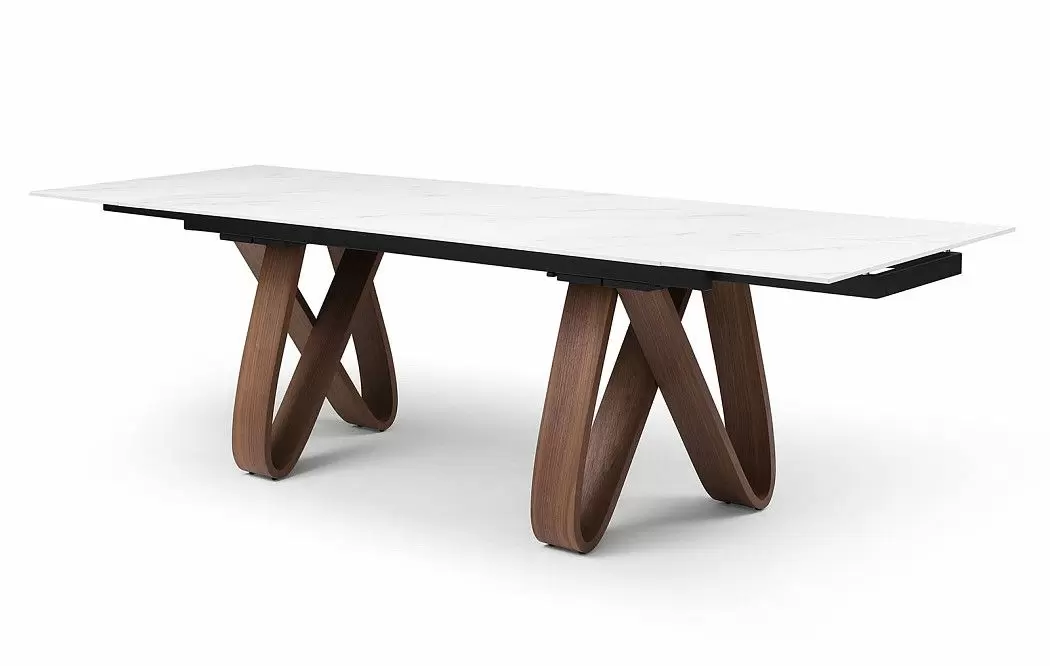 Стол раскладной Lido 160-240, белая керамика/орех - фото 5