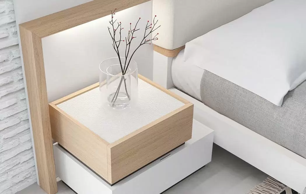 Тумба прикроватная Top (47/63) 2 ящика, белый/дуб натуральный/графит - фото 2
