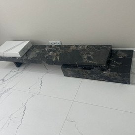 ТВ Тумба Gabrielle (Композиция №3), белый камень/черный камень