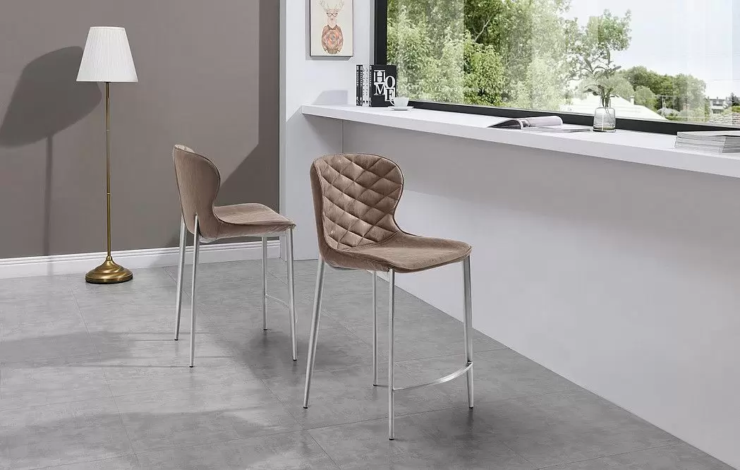 Стул полубарный Peggy (60), коричневый/стальной - фото 2