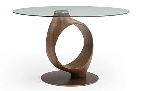 Стол Oasis 130, прозрачное стекло/орех/бронза