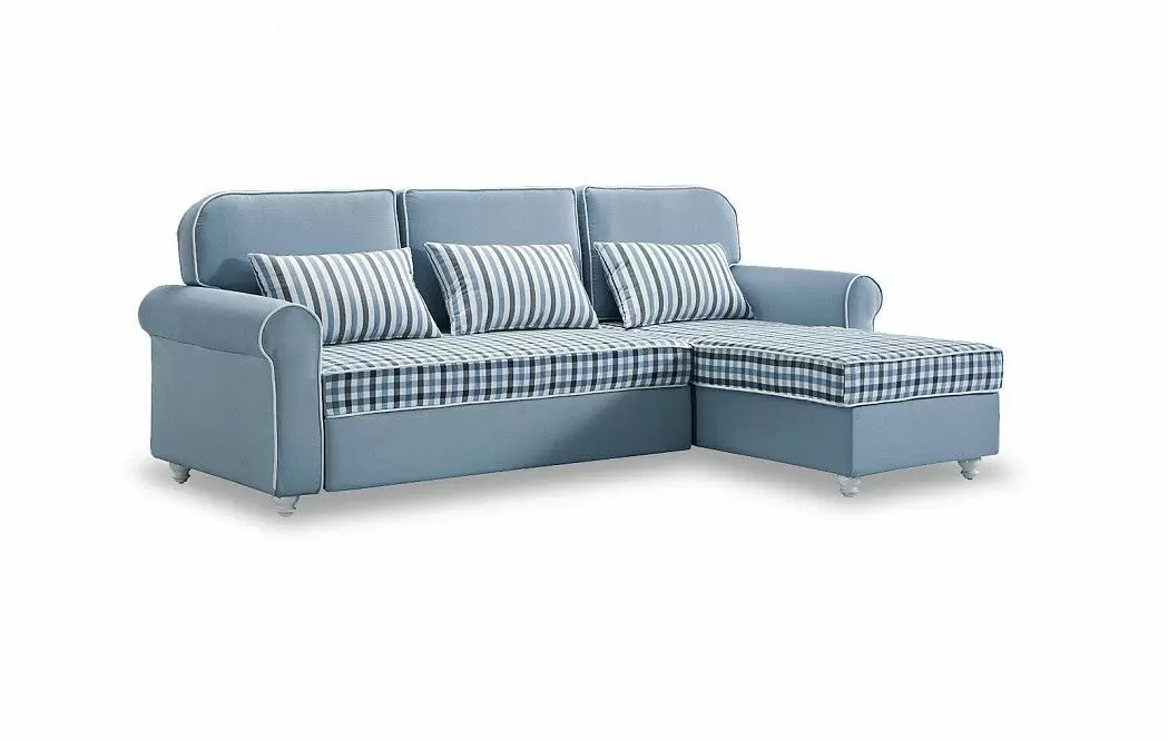 Диван-кровать Folk угловой (правый), голубой - фото 11