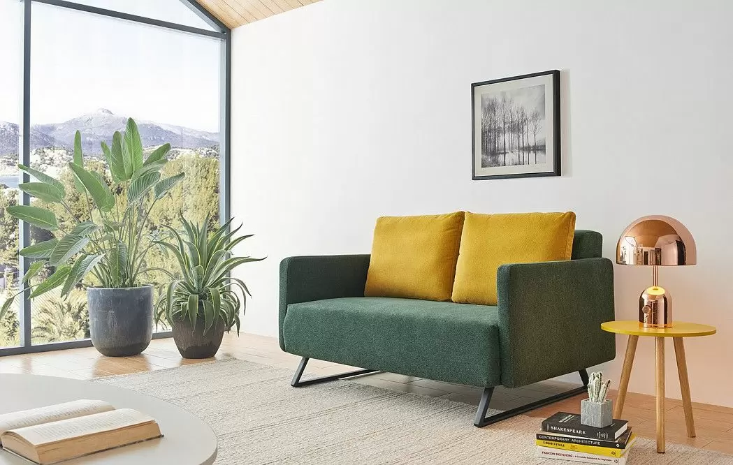 Диван-кровать Juliet, темно-зеленый/желтый