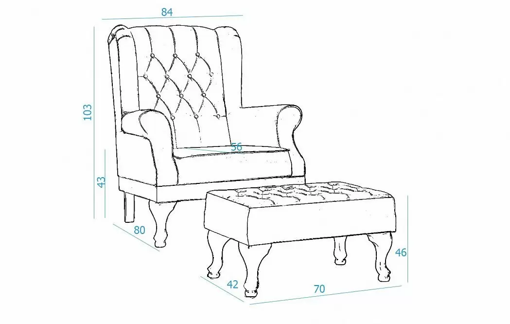 Кресло с банкеткой Lord, светло-бежевый - фото 3