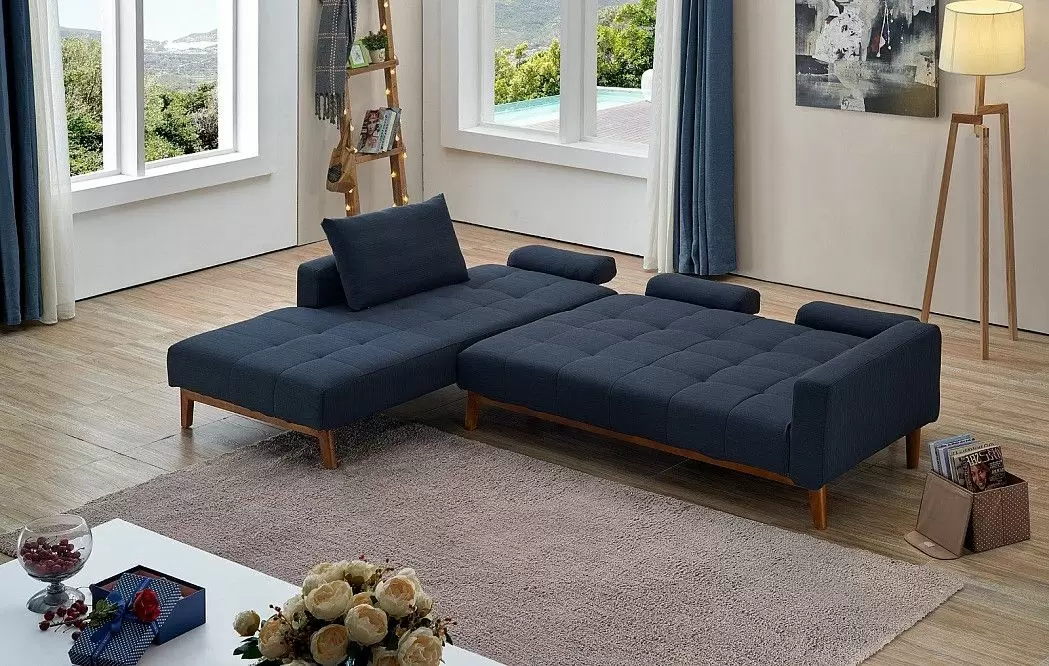 Диван-кровать Summer угловой (левый), темно-синий - фото 2