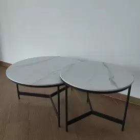 Набор из 2-х столов журнальных Fabio, белая керамика