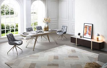 Стол Parma + 4 серых стула Joely