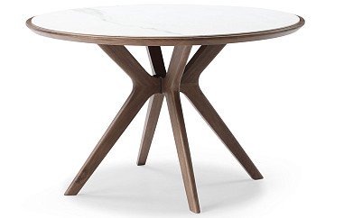 Стол Tango 120, белая керамика/орех