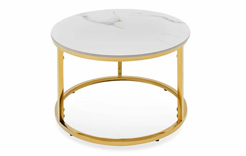 Набор из 2-х столов журнальных Nocturne, белая керамика/золото - фото 8