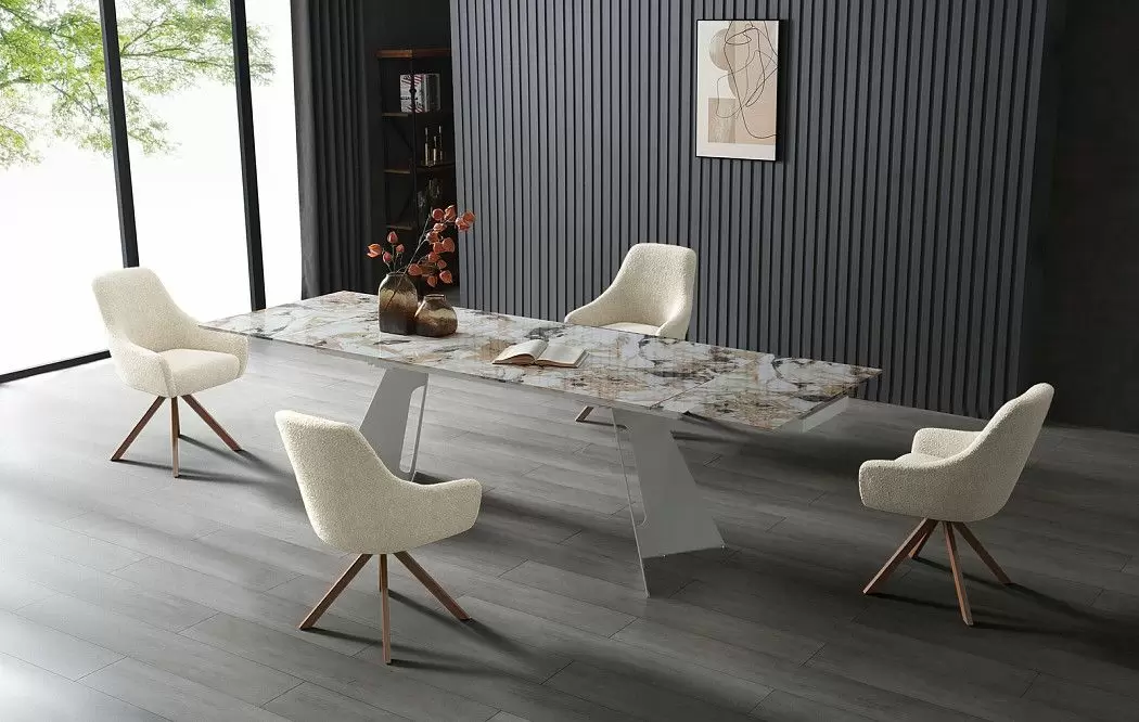 Стол раскладной Monte Carlo 180-270, светлая керамика/белый - фото 4