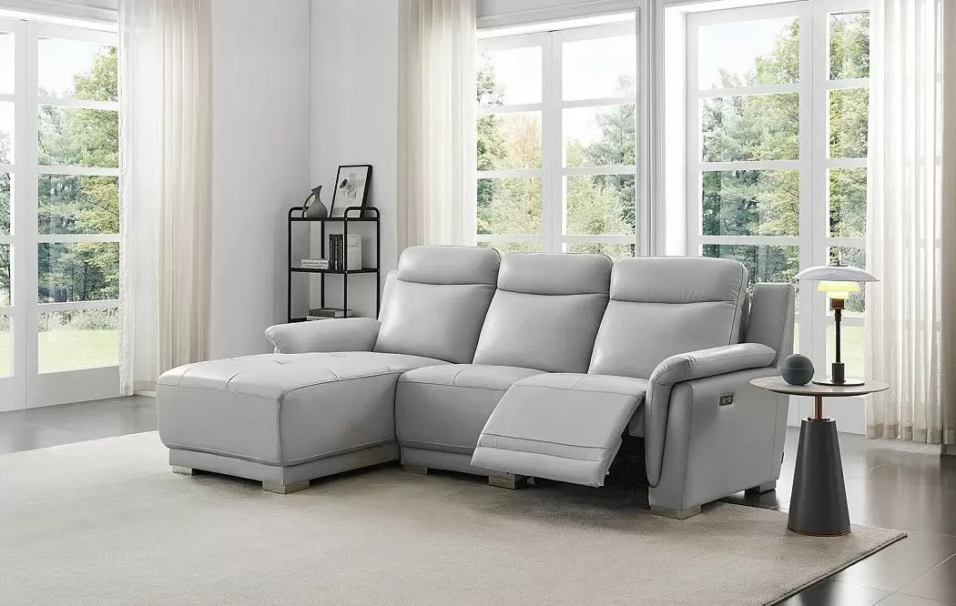 Диван-реклайнер Jonathan угловой (левый), светло-серый - фото 2