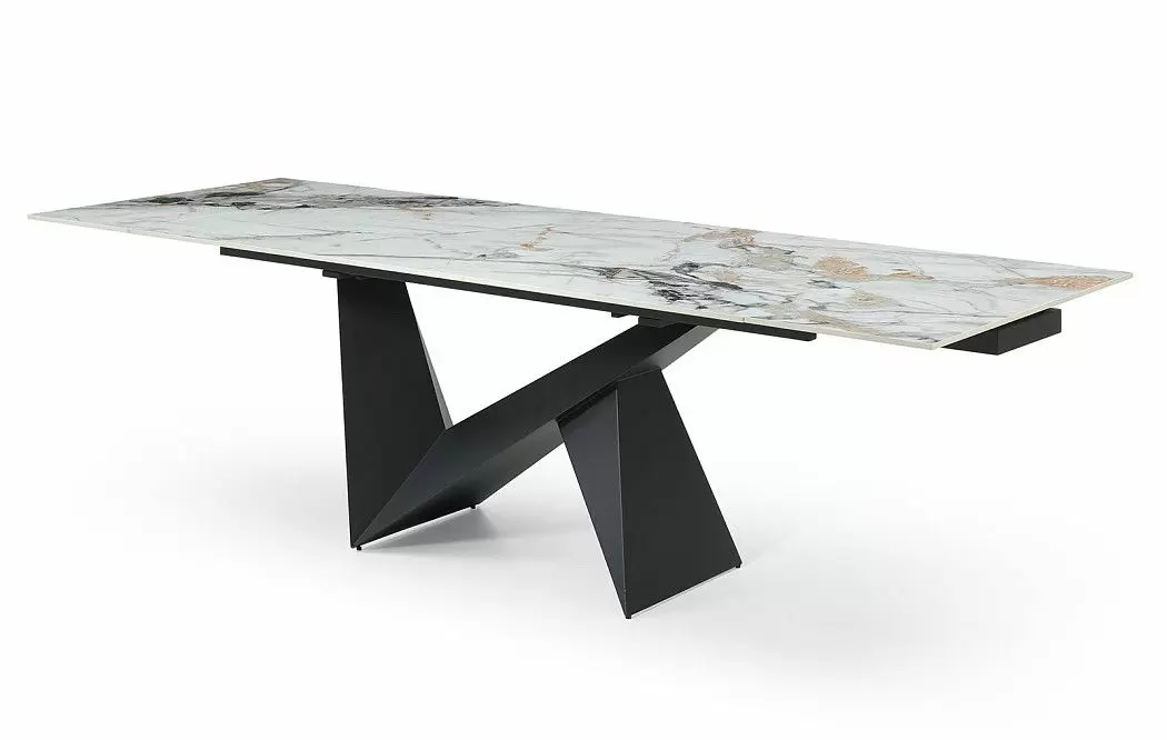 Стол раскладной Portofino Black 200-300, светлая керамика/черный