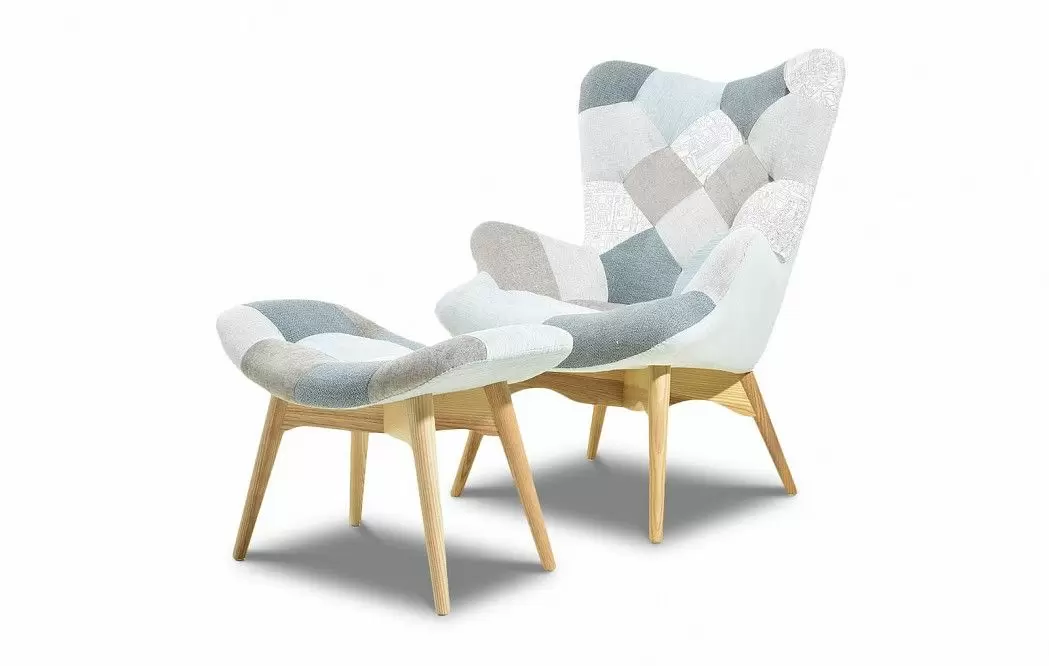 Кресло и оттоманка Contour, светлый пэчворк/ясень - фото 4