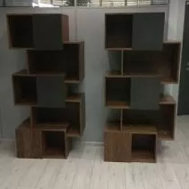 Стеллаж Palo Grey, орех/серые дверцы