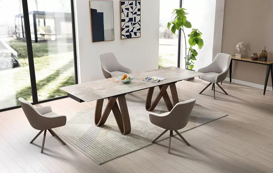 Стол раскладной Lido 160-240, серая керамика/орех - фото 5