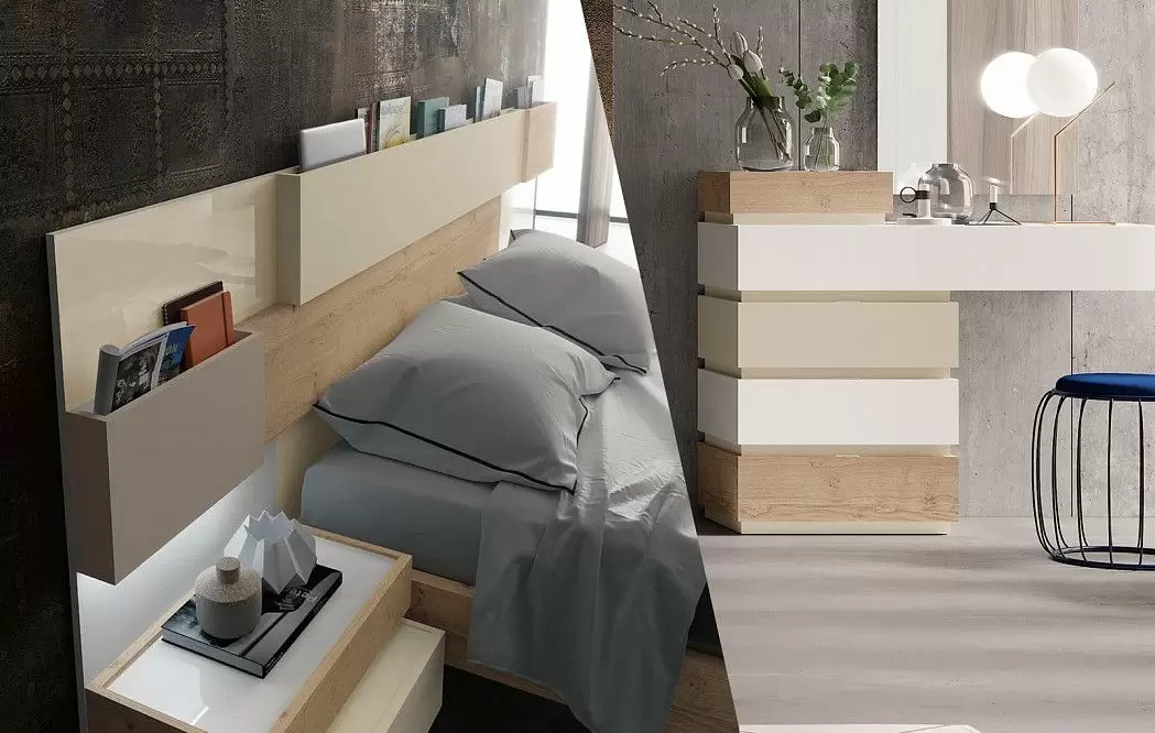 Комплект из кровати Print Inglete 180x200 и 2х тумб Top, дуб/белый - фото 4