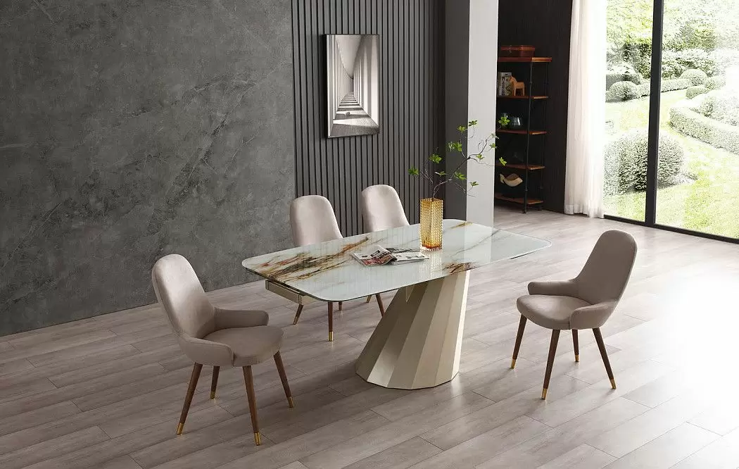 Стол раскладной Allegra 180-260, стекло 3D/шампань - фото 5