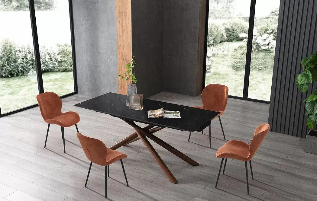 Стол раскладной Ravenna 140-180, черная керамика/орех - фото 18