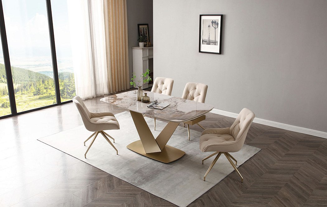 Стол раскладной Victoria 140-200, светлая керамика/шампань - фото 2