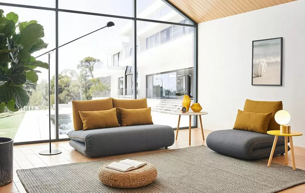 Диван-кровать Justin-2, темно-серый/желтый - фото 3