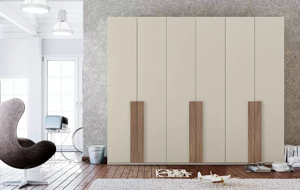 Шкаф DOBLE с 6 распашными дверями 291,5 H240, песочный/орех (YM508)