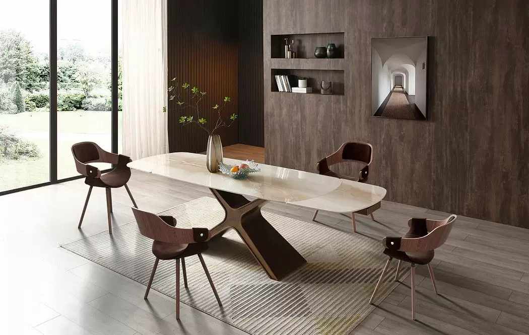 Стол раскладной Charlotta 160-240, бежевая керамика/бронза - фото 18