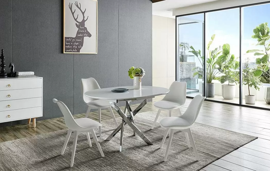 Стол раскладной Charly 100-129, белый/хром - фото 2