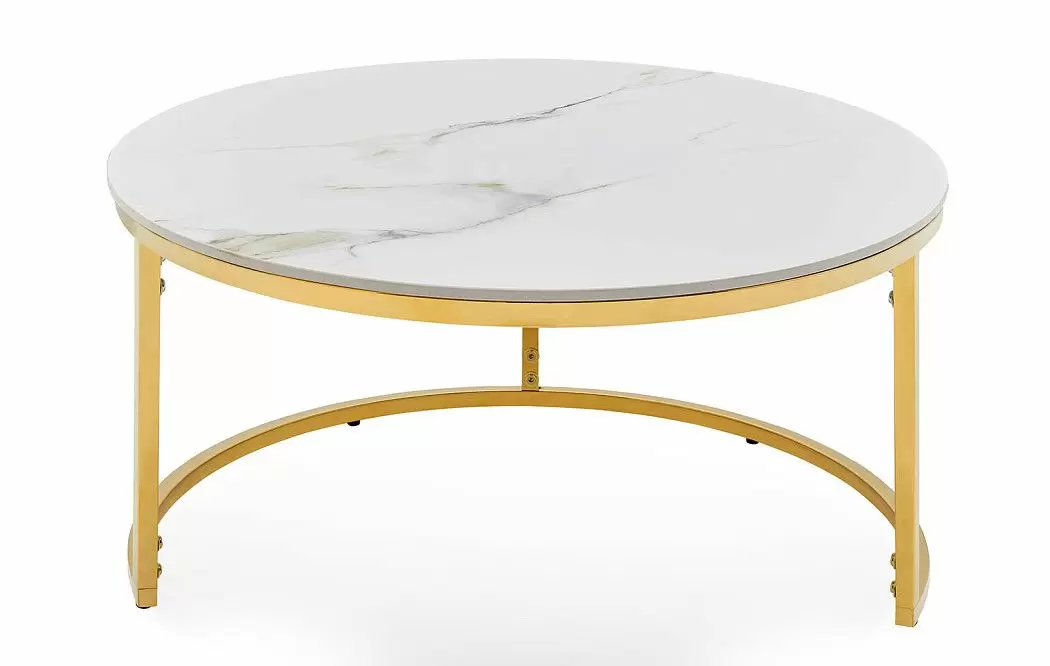 Набор из 2-х столов журнальных Nocturne, белая керамика/золото - фото 4