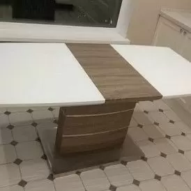 Стол раскладной Arioso Glass (120), белый/дуб