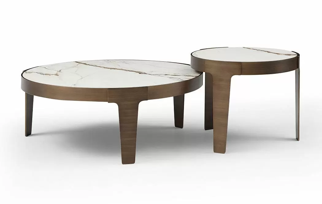 Стол журнальный Corfu (100), белая керамика/бронза - фото 9