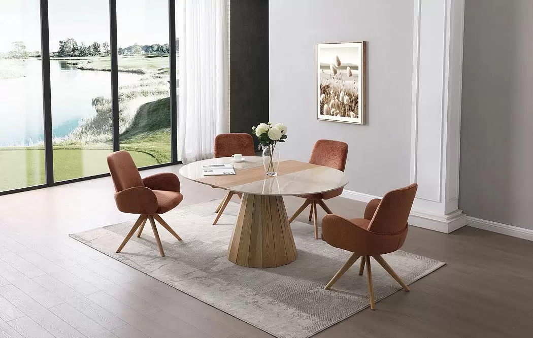 Стол раскладной Eterna 120-160, бежевая керамика/ясень - фото 2