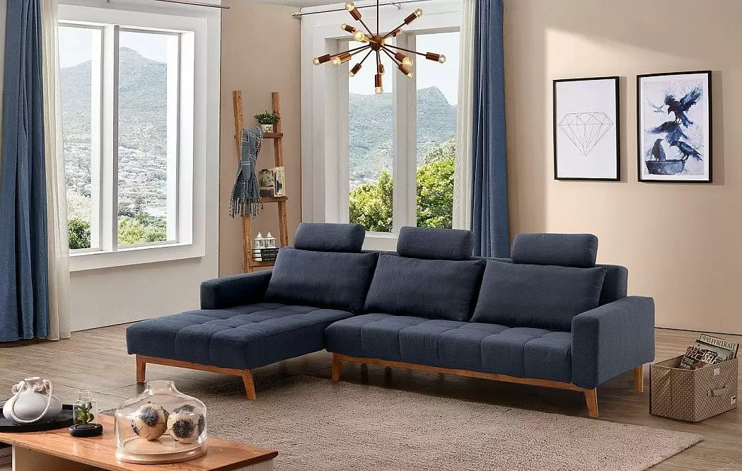 Диван-кровать Summer угловой (левый), темно-синий