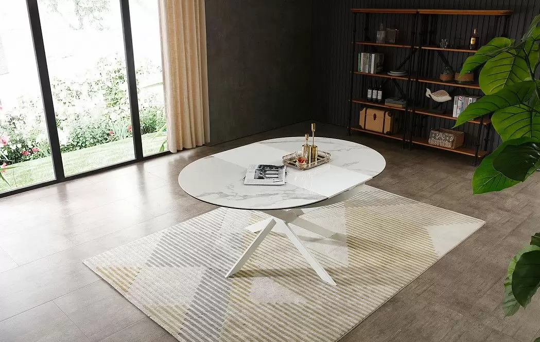 Стол раскладной Diona 120-170, керамика "каррарский мрамор" - фото 6