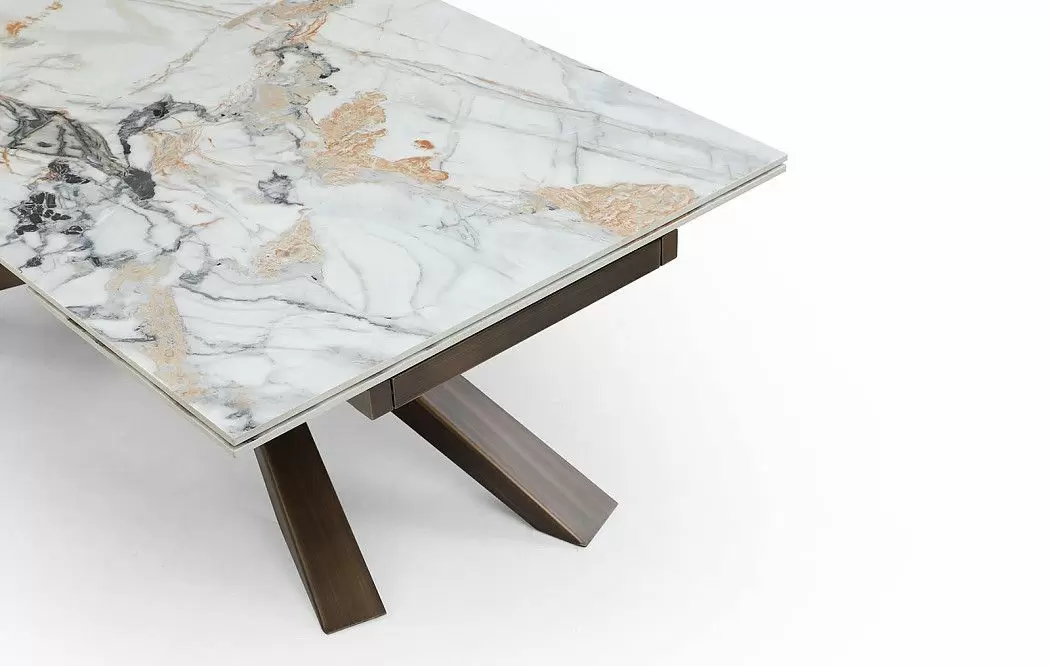 Стол раскладной Esmeralda 200-300, светлая керамика/бронза - фото 9