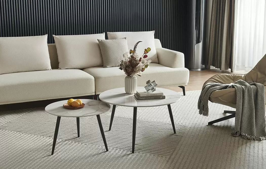 Набор из 2-х столов журнальных Liz, белая керамика - фото 2