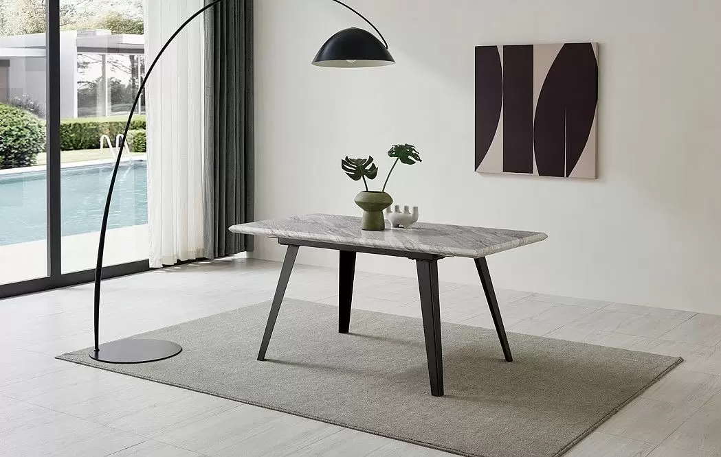 Стол раскладной Ofelia 120-160, серый мраморный рисунок - фото 4