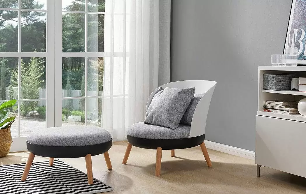 Кресло и пуф Cherry, серый