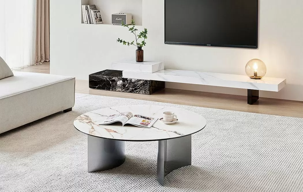 Стол журнальный Storm (100), белый камень/сталь - фото 2