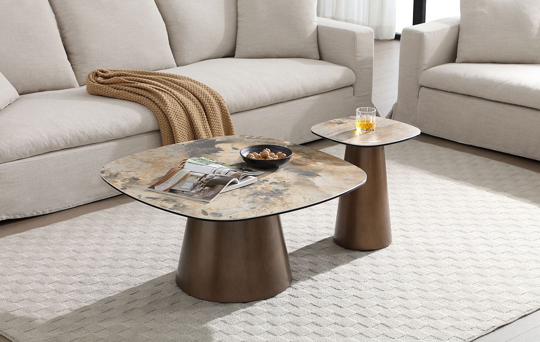 Стол журнальный Melanie (40), медь/керамика - фото 2