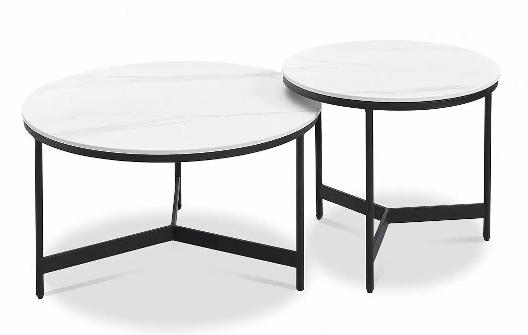 Набор из 2-х столов журнальных Fabio, белая керамика