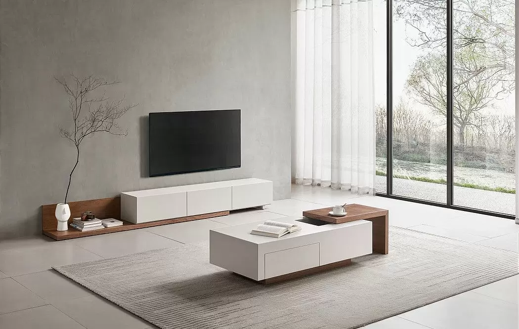 Стол журнальный Gerda (120), серо-бежевый/орех - фото 2