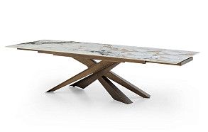 Стол раскладной Esmeralda 200-300, светлая керамика/бронза