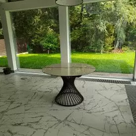 Стол раскладной Tornado 120-180, темная керамика/черный